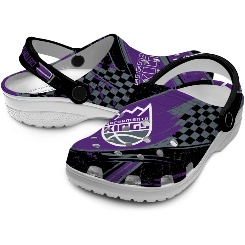 Sacramento Kings Clogs - Personalized Circuit Geometry Purple Black 3