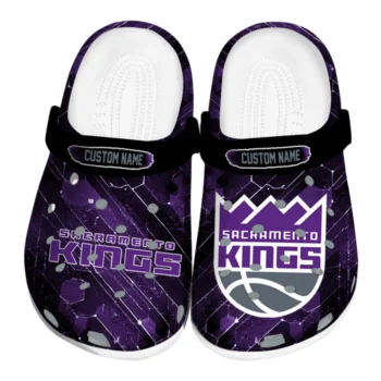 Sacramento Kings Clogs - Personalized Circuit Geometry Purple Black