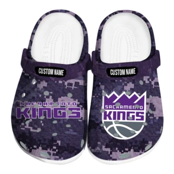 Sacramento Kings Clogs - Personalized Digital Camo Purple