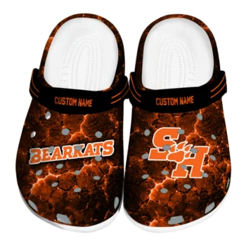 Sam Houston Bearkats Clogs - Custom Cracked Energy Orange Black