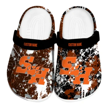 Sam Houston Bearkats Clogs - Custom Splatter Splash Orange Black