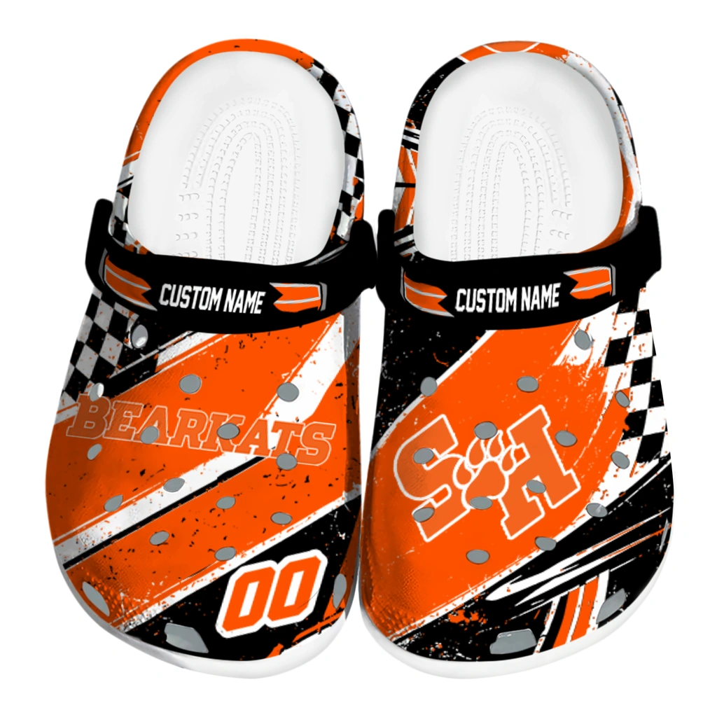 sam-houston-bearkats-clog-customized-checkered-streaks-orange-black-best-selling.webp sam houston bearkats clog customized checkered streaks orange black best selling