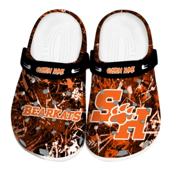 Sam Houston Bearkats Clogs - Customized Graffiti Burst Orange Black