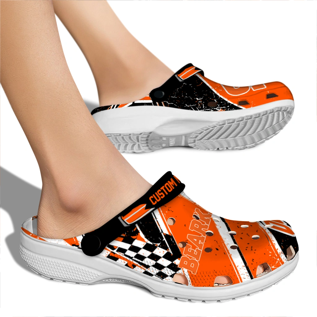 Sam Houston Bearkats Clogs - Personalized Circuit Geometry Orange Black 2
