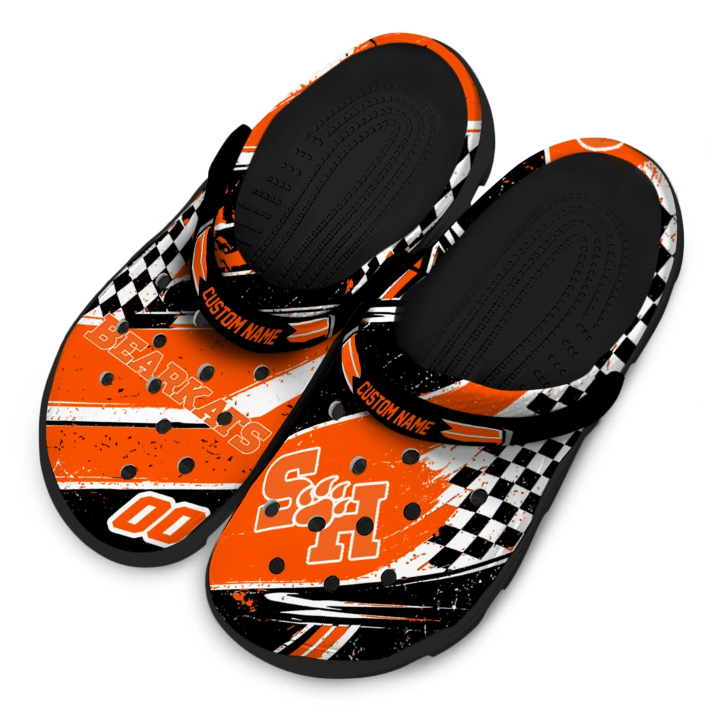 Sam Houston Bearkats Clogs - Personalized Circuit Geometry Orange Black 4