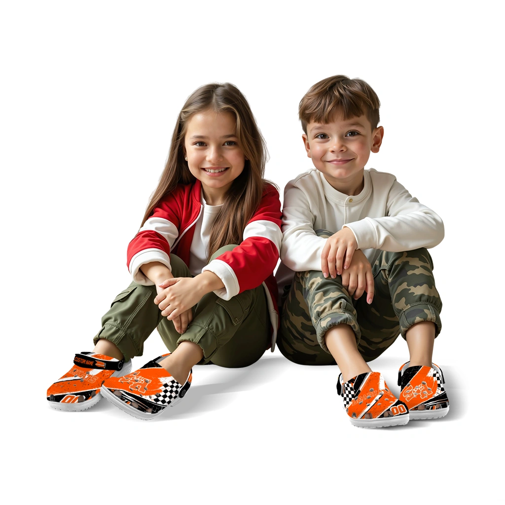 Sam Houston Bearkats Clogs - Personalized Circuit Geometry Orange Black 8