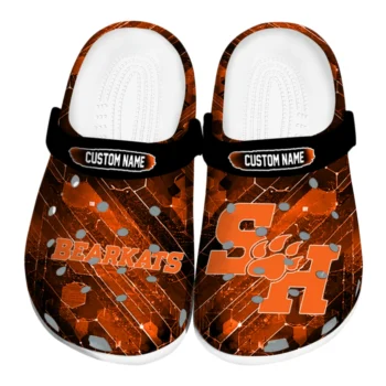 Sam Houston Bearkats Clogs - Personalized Circuit Geometry Orange Black