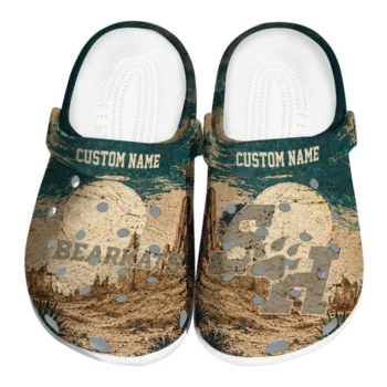 Sam Houston Bearkats Clogs - Personalized Cracked Landscape Fir Green Beige