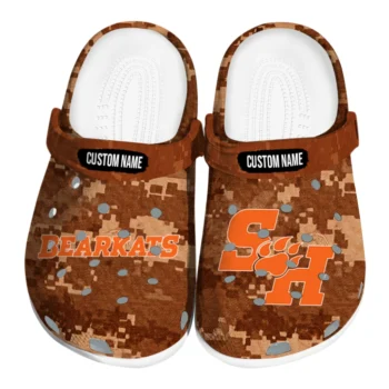 Sam Houston Bearkats Clogs - Personalized Digital Camo Orange
