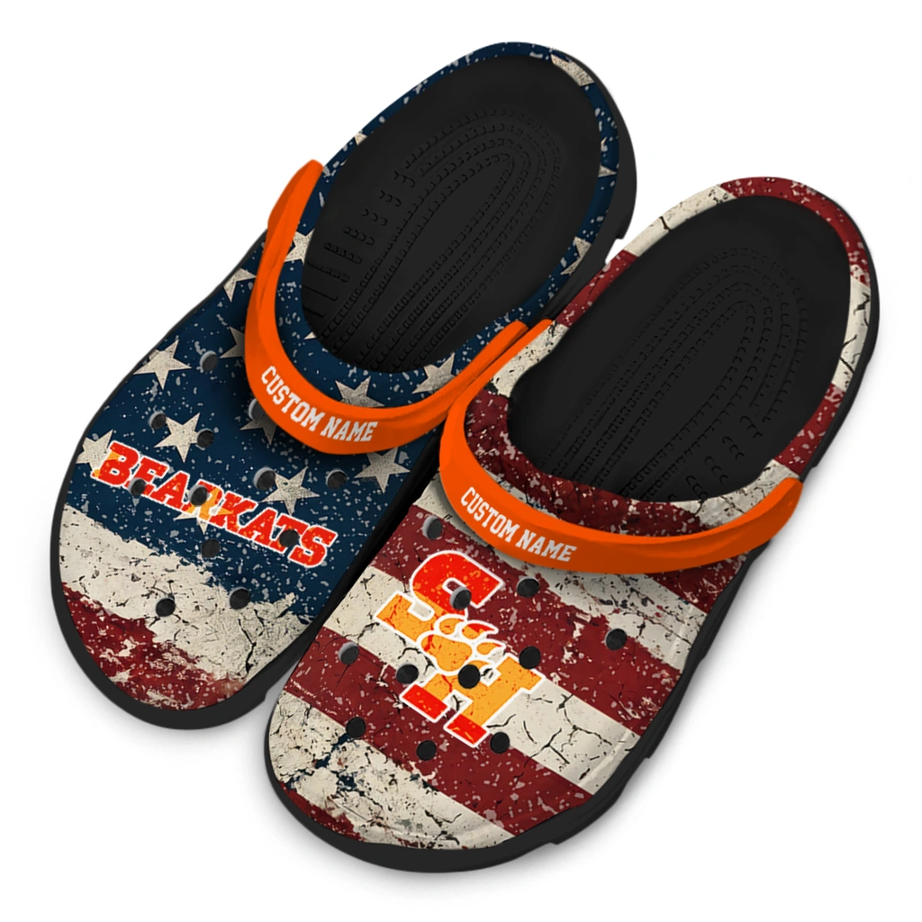 sam-houston-bearkats-clog-personalized-distressed-stripes-orange-red-blue-latest-model.webp
