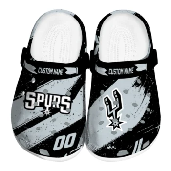 San Antonio Spurs Clogs - Custom Circuit Geometry Silver Black