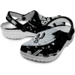 San Antonio Spurs Clogs – Custom Circuit Geometry Silver Black 1