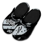San Antonio Spurs Clogs – Personalized Checkered Streaks Silver Black 1