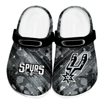 San Antonio Spurs Clogs - Custom Circuit Geometry Silver Black