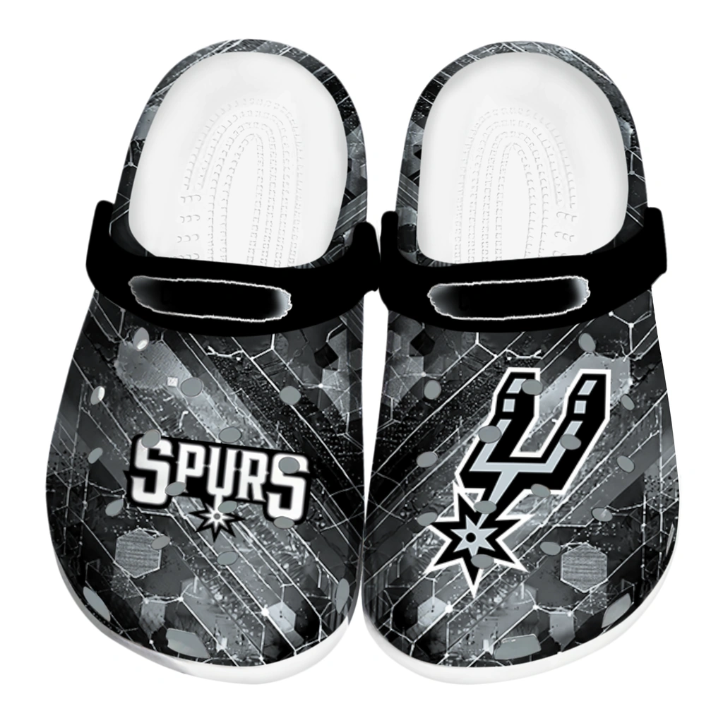 san-antonio-spurs-clog-custom-circuit-geometry-silver-black-best-selling.webp san antonio spurs clog custom circuit geometry silver black best selling