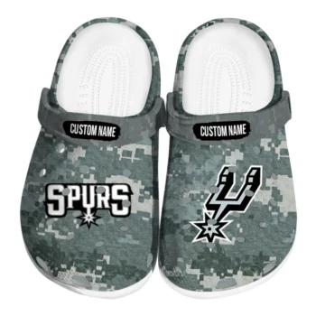 San Antonio Spurs Clogs - Custom Digital Camo Silver