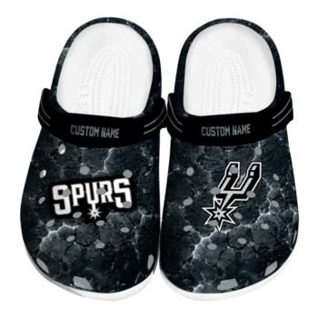 San Antonio Spurs Clogs - Customized Cracked Energy Silver Black