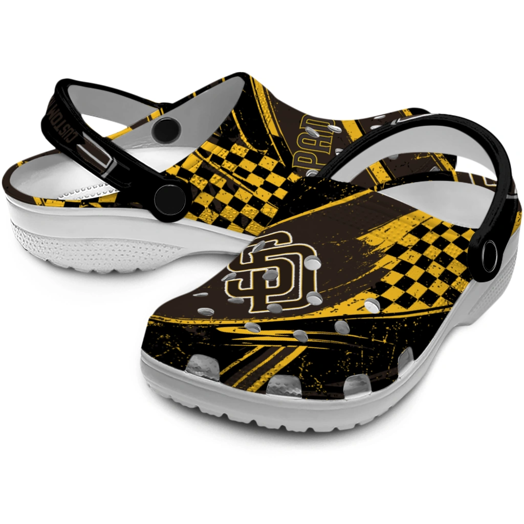 San Diego Padres Clogs - Custom Circuit Geometry Brown Black 3