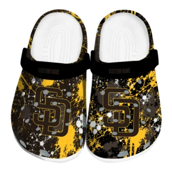 San Diego Padres Clogs - Customized Splatter Splash Brown Black