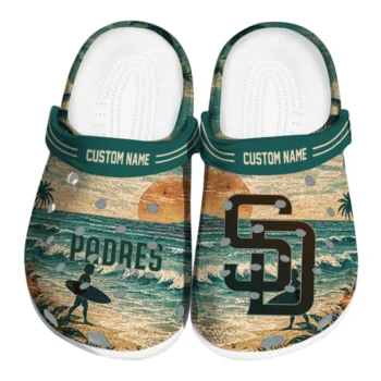 San Diego Padres Clogs - Customized Wave Scene Fir Green