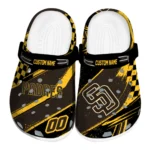 San Diego Padres Clogs - Personalized Checkered Streaks Brown Black 1 san-diego-padres-clog-personalized-checkered-streaks-brown-black-best-selling.webp