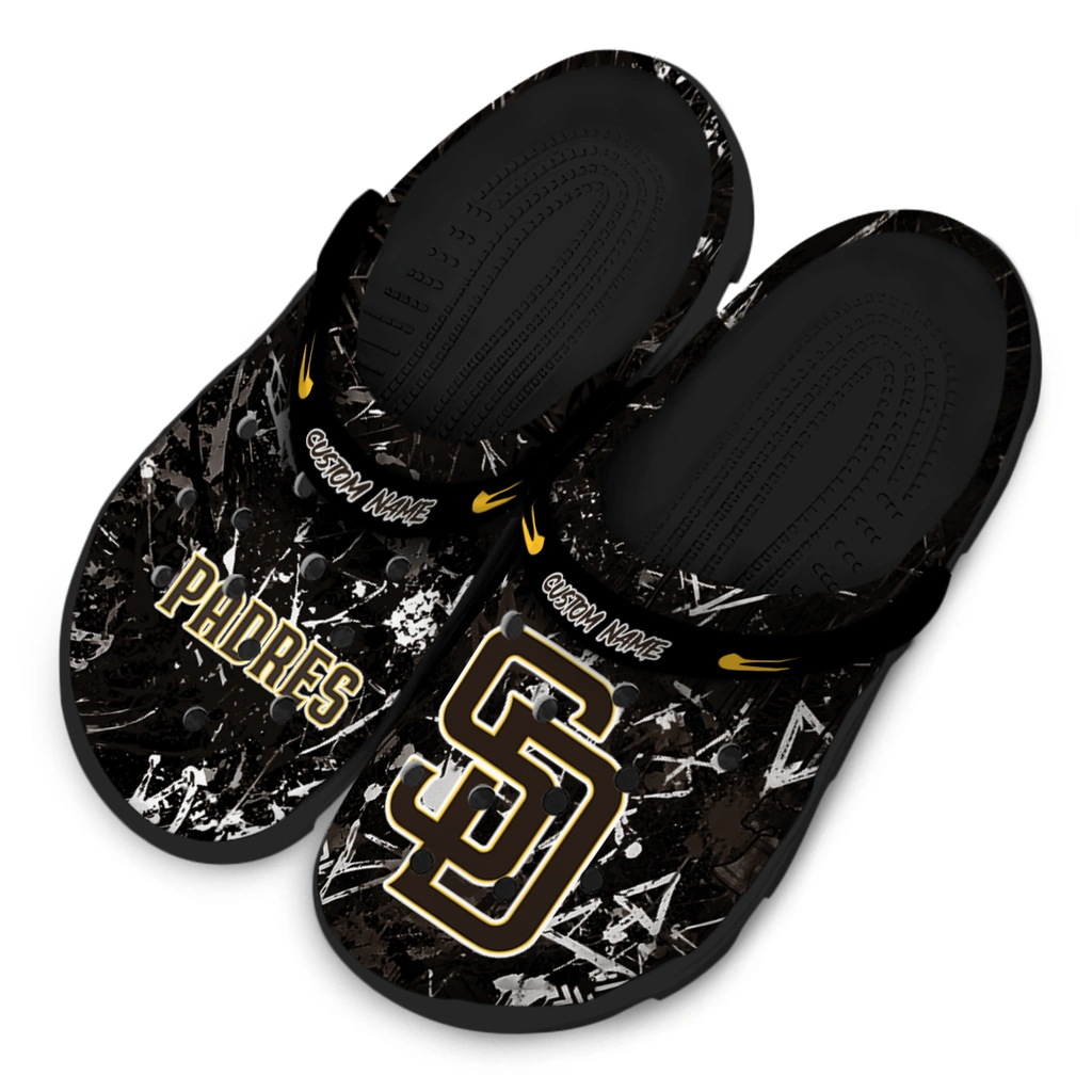 san-diego-padres-clog-personalized-graffiti-burst-brown-black-latest-model.webp