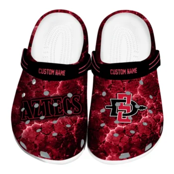 San Diego State Aztecs Clogs - Custom Cracked Energy Red Black