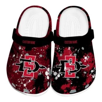 San Diego State Aztecs Clogs - Custom Splatter Splash Red Black