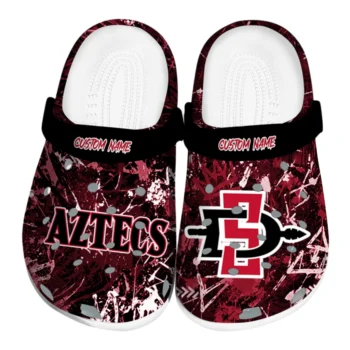 San Diego State Aztecs Clogs - Customized Graffiti Burst Red Black