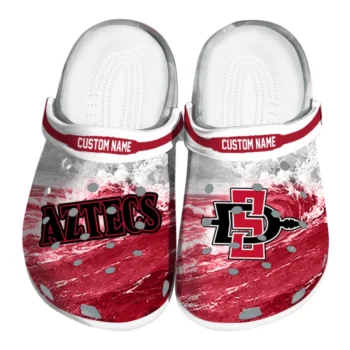 San Diego State Aztecs Clogs - Customized Wave Swirl Red White