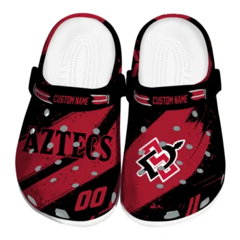 San Diego State Aztecs Clogs - Customized Checkered Streaks Red Black