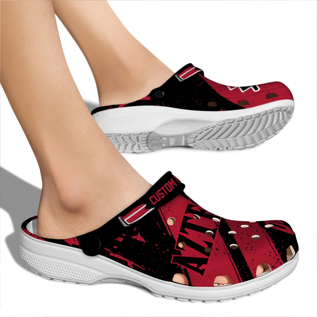San Diego State Aztecs Clogs - Personalized Circuit Geometry Red Black 2