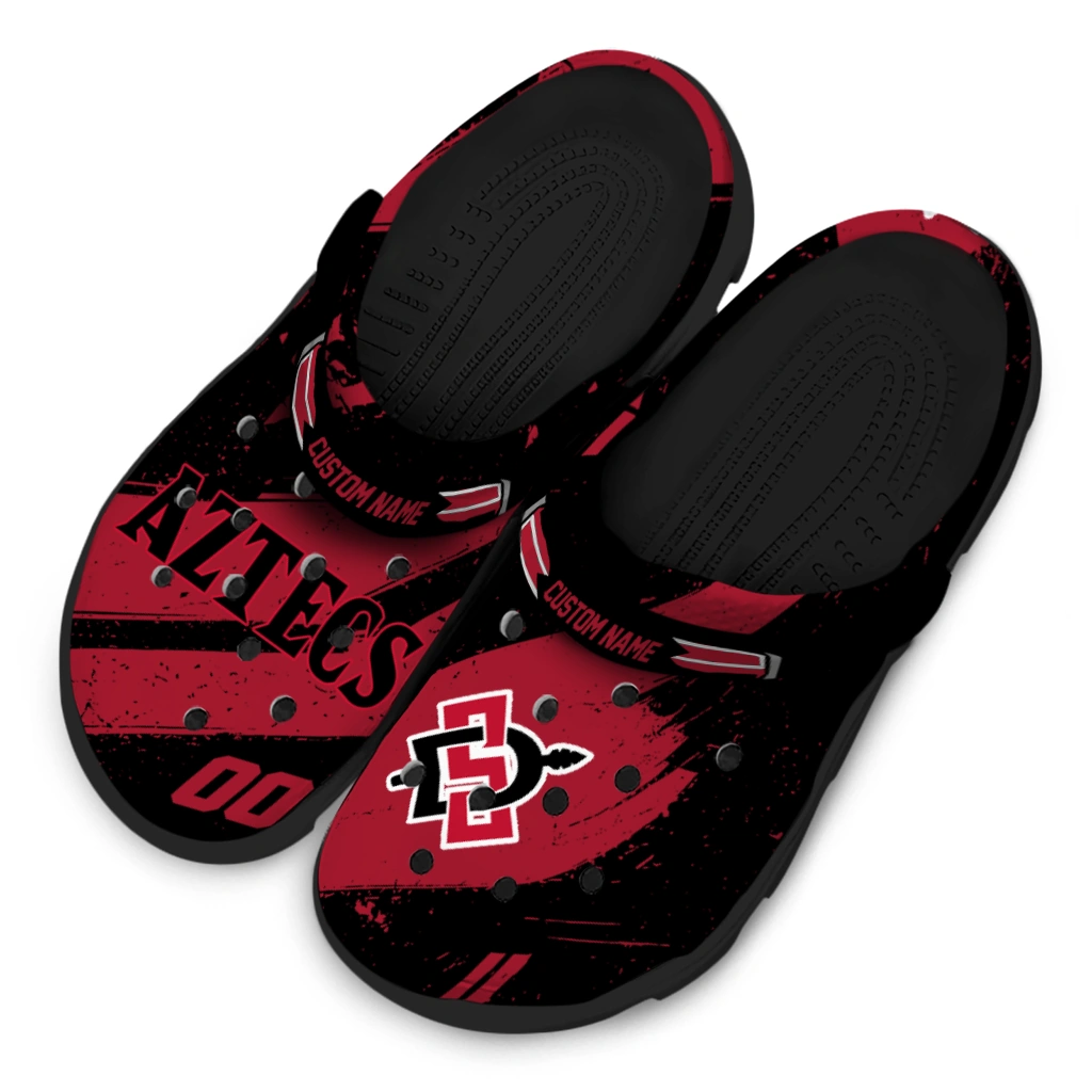 San Diego State Aztecs Clogs - Personalized Circuit Geometry Red Black 4