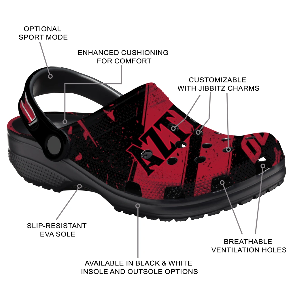 San Diego State Aztecs Clogs - Personalized Circuit Geometry Red Black 5