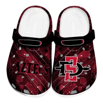 San Diego State Aztecs Clogs - Personalized Circuit Geometry Red Black