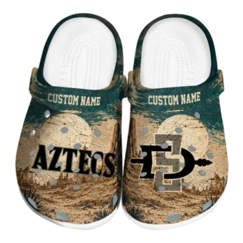 San Diego State Aztecs Clogs - Personalized Cracked Landscape Fir Green Beige
