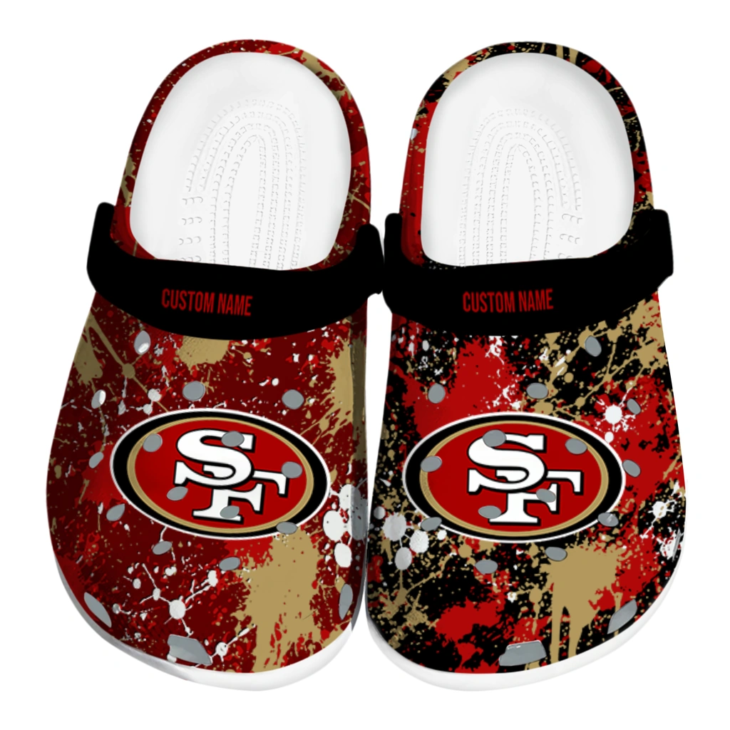 san-francisco-49ers-clog-custom-splatter-splash-red-black-best-selling.webp san francisco 49ers clog custom splatter splash red black best selling