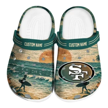 San Francisco 49ers Clogs - Custom Wave Scene Fir Green