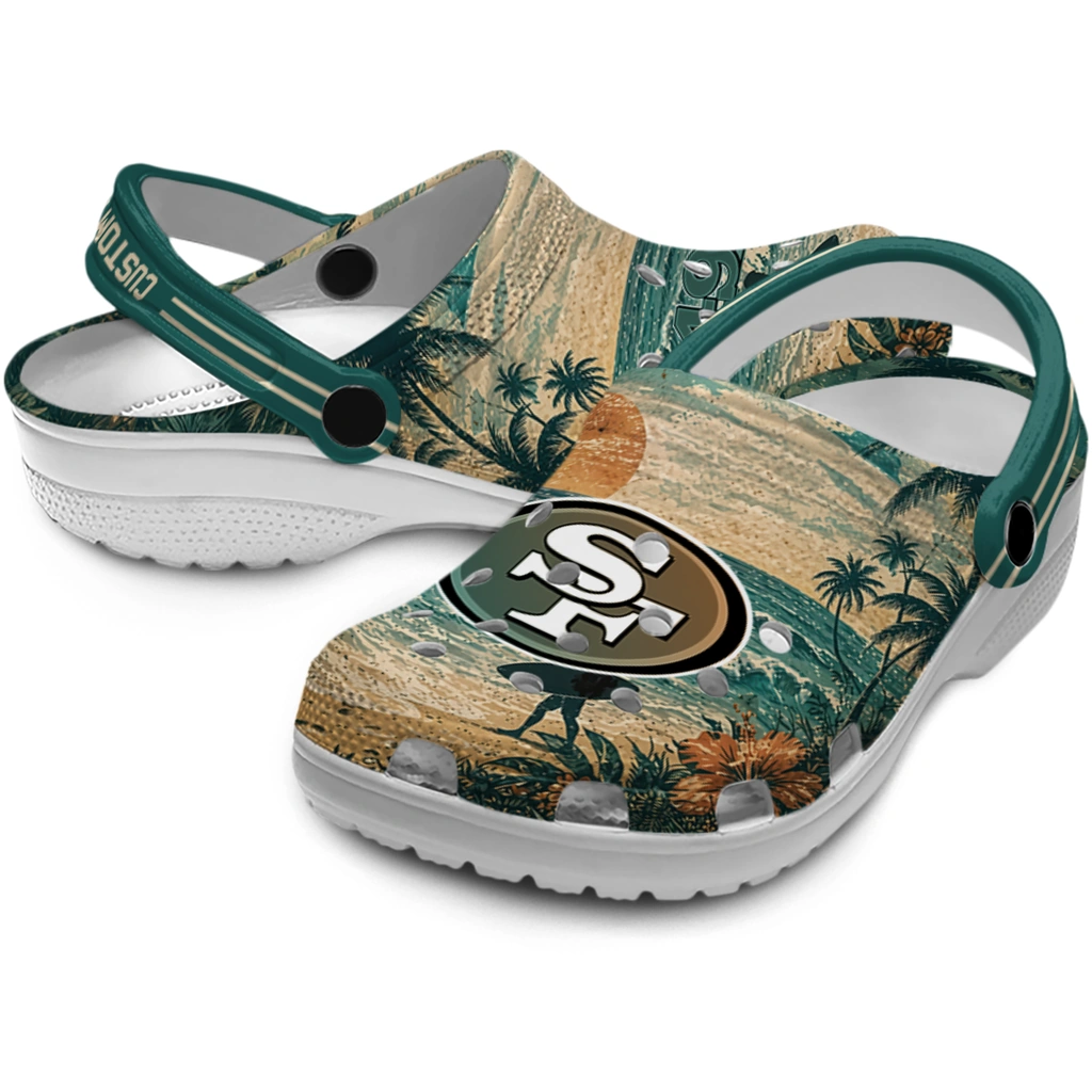 san-francisco-49ers-clog-custom-wave-scene-fir-green-high-quality.webp