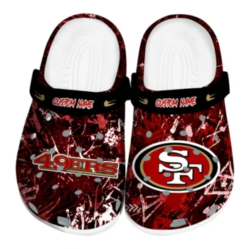 San Francisco 49ers Clogs - Customized Graffiti Burst Red Black
