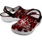 san-francisco-49ers-clog-customized-graffiti-burst-red-black-best-selling.webp