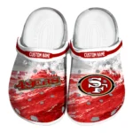 San Francisco 49ers Clogs - Customized Wave Swirl Red White 1 san-francisco-49ers-clog-customized-wave-swirl-red-white-best-selling.webp