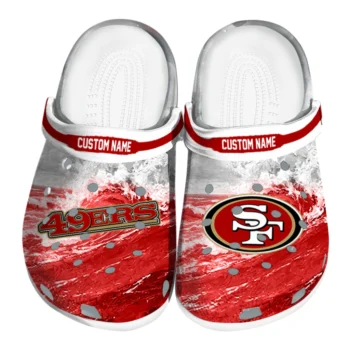 San Francisco 49ers Clogs - Customized Wave Swirl Red White