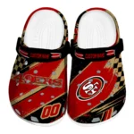 San Francisco 49ers Clogs - Customized Checkered Streaks Red Black 1 San Francisco 49ers Clogs – Customized Checkered Streaks Red Black 1