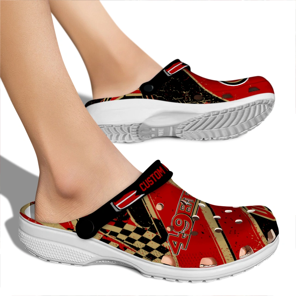 San Francisco 49ers Clogs - Personalized Circuit Geometry Red Black 2