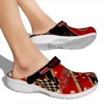 San Francisco 49ers Clogs – Customized Checkered Streaks Red Black 1