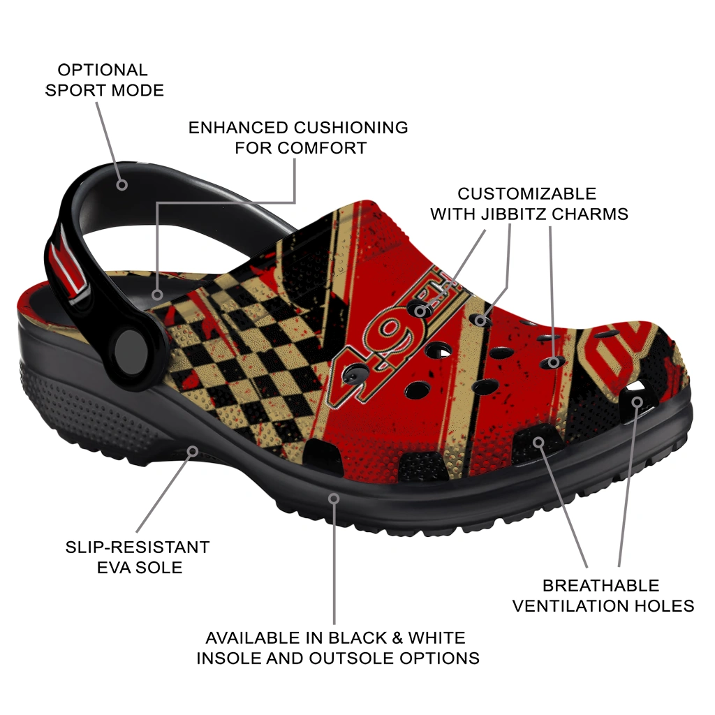 San Francisco 49ers Clogs - Personalized Circuit Geometry Red Black 5