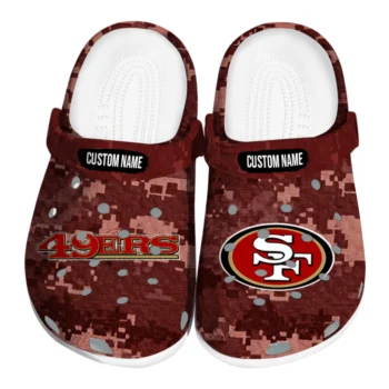 San Francisco 49ers Clogs - Personalized Digital Camo Red