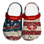 san-francisco-49ers-clog-personalized-distressed-stripes-red-blue-best-selling.webp