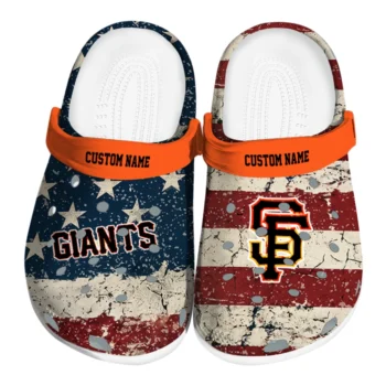 San Francisco Giants Clogs - Customized Distressed Stripes Orange Red Blue